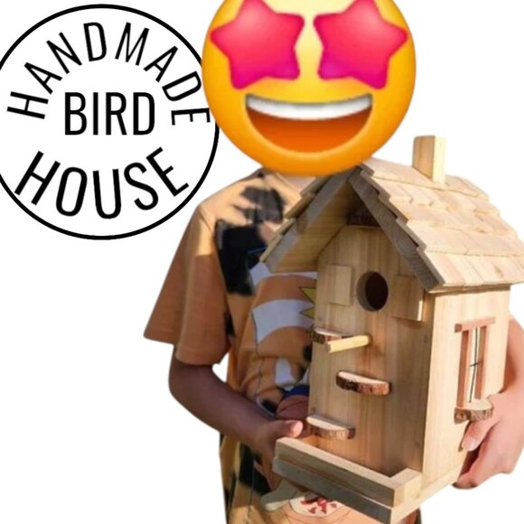 NEW HANDMADE Wooden Bird House Birdhouse Handbuilt Wood Garden Decor Spring Made - Picture 2 of 14